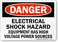 Electrical Hazard Equipment Has High Voltage Power Sign