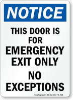 Emergency Exit Only Sign