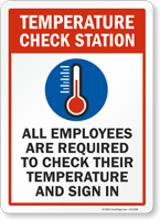 Employees Are Required To Check Their Temperature Sign