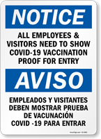 Employees Need To Show Vaccination Proof Bilingual Sign