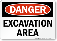 Excavation Area OSHA Danger Sign