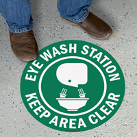 Eyewash Station Keep Area Clear SlipSafe Floor Sign