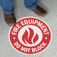 Fire Equipment Do Not Block SlipSafe Floor Sign