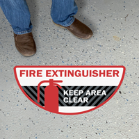 Fire Extinguisher - Keep Area Clear, Semi-Circle, Red & Black