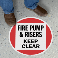 Fire Pumps And Risers Keep Area Clear Floor Sign