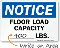 Notice Floor Load Capacity Sign