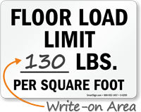 Floor Load Limit Square Foot Sign