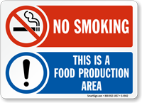 No Smoking: Food Production Area Sign