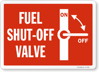 Fuel Shut Off Valve Sign