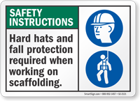 Hard Hats And Fall Protection Required Sign