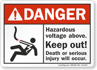 Hazardous Voltage Above Keep Out ANSI Danger Sign