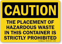 Caution: Placement Of Waste Strictly Prohibited Sign