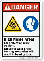 High Noise Area Wear Hearing Protection Sign