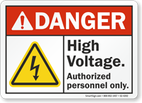 High Voltage Authorized Personnel Only ANSI Danger Sign