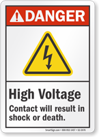 High Voltage Contact Could Result In Shock Danger Sign