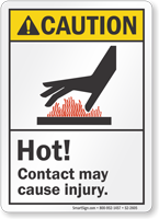 Hot Contact May Cause Injury ANSI Caution Sign