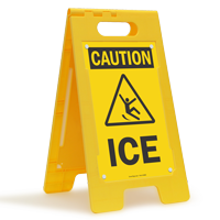 Ice Free-Standing Caution Floor Sign