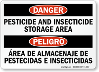 Bilingual Danger Pesticide Insecticide Storage Area Sign