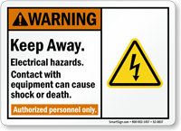 Keep Away Electrical Hazards, Contact Cause Shock Sign