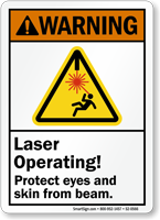 Laser Operating Protect Eyes Skin From Beam Sign