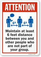 Maintain 6 Ft Distance Between You And Other People Sign