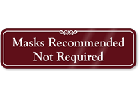 Masks Recommended Not Required ShowCase Wall Sign