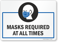 Masks Required At All Times NY State Sign