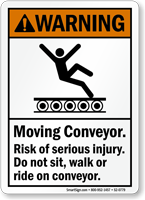 Moving Conveyor Risk Of Serious Injury Sign