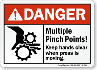 Multiple Pinch Points Keep Hands Clear Danger Sign