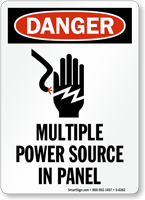 Multiple Power Source In Panel Osha Danger Sign