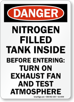 Nitrogen Filled Tank Inside Turn On Fan Sign
