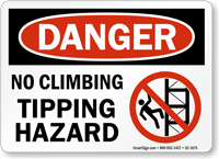 No Climbing Tipping Hazard Danger Sign