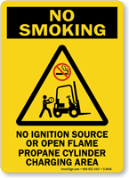 No Ignition Source Propane Cylinder Charging Area Sign