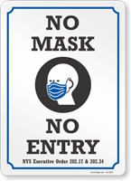 No Mask No Entry NYS Executive Order Face Covering Sign