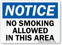 No Smoking Allowed In This Area Sign