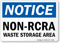 Non Rcra Waste Storage Area Notice Sign