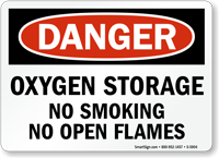 Oxygen Storage No Smoking Danger Sign