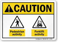 Pedestrian Forklift Activity ANSI Caution Sign