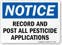 Record And Post All Pesticide Applications Sign