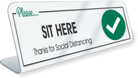 Please Sit Here Thanks For Social Distancing Desk Sign