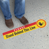 Please Stand Behind This Line SlipSafe Floor Sign