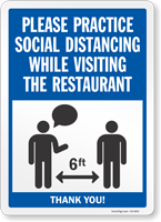 Practice Social Distancing While Visiting Restaurant Sign