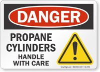 Propane Cylinders Handle With Care OSHA Danger Sign
