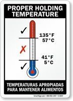 Proper Holding Temperature Bilingual Sign