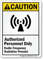Radio Frequency Radiation Present Sign (With Symbol)
