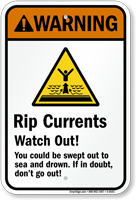 Rip Currents Watch Out! (graphic) Sign