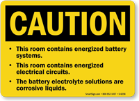 Room Contains Energized Battery Systems Sign