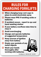 Rules For Charging Forklift Safety Sign