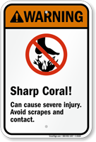 Sharp Coral! Can cause severe injury Sign