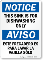Sink Is For Dishwashing Only Bilingual Sign